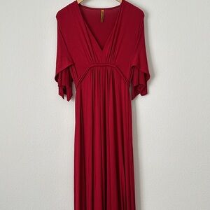 Rachel Pally beautiful and flowy red v-neck modal maxi dress, women's XXS